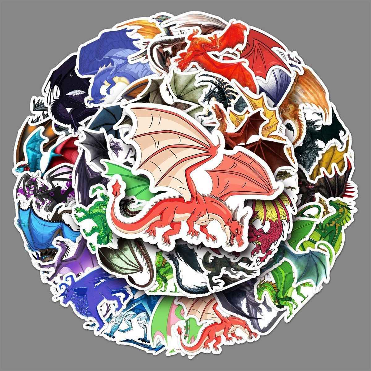 50 Dragon Stickers for Laptops Water Bottles & Notebooks