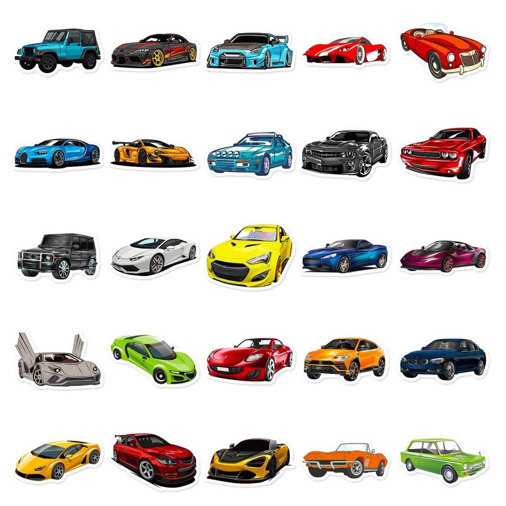 50 Sport Car Sticker Set – Cool Vinyl Decals for Decor & Gifts