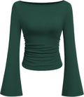 PRETTYGARDEN Womens Bell Long Sleeve Ribbed Knit Tops