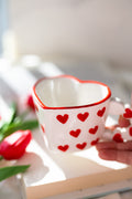 Cute Heart-Shaped Ceramic Mug with Red Heart Design – Romantic Love Gift Cup
