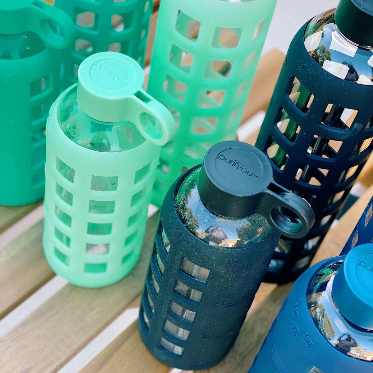 Protective Silicone Glass Water Bottle -purifyou