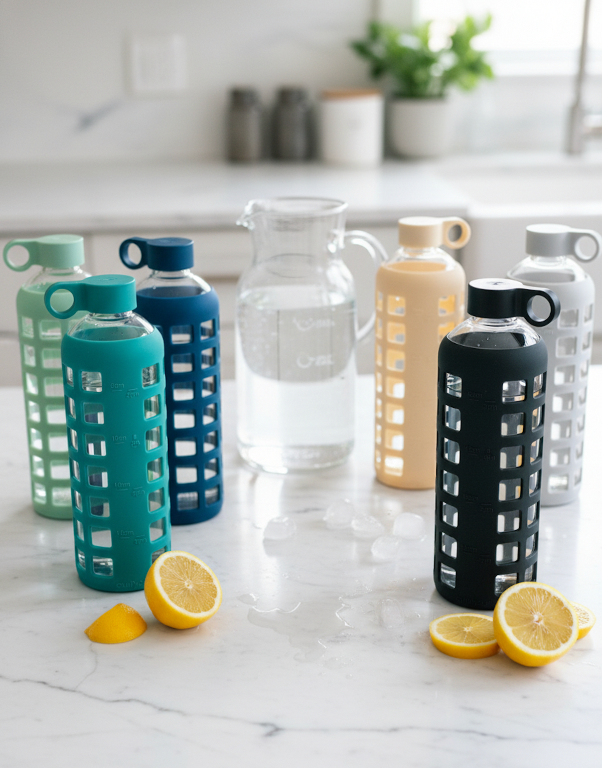 Protective Silicone Glass Water Bottle -purifyou