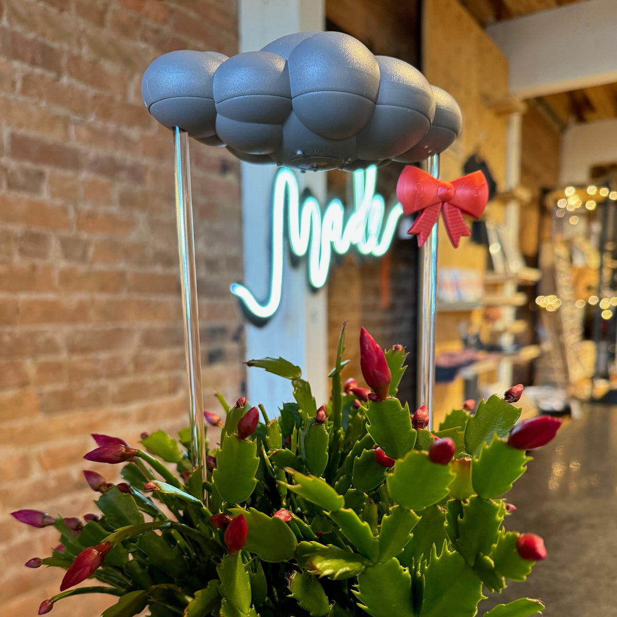 Stormy Dripping Rain Cloud with Bow Charm