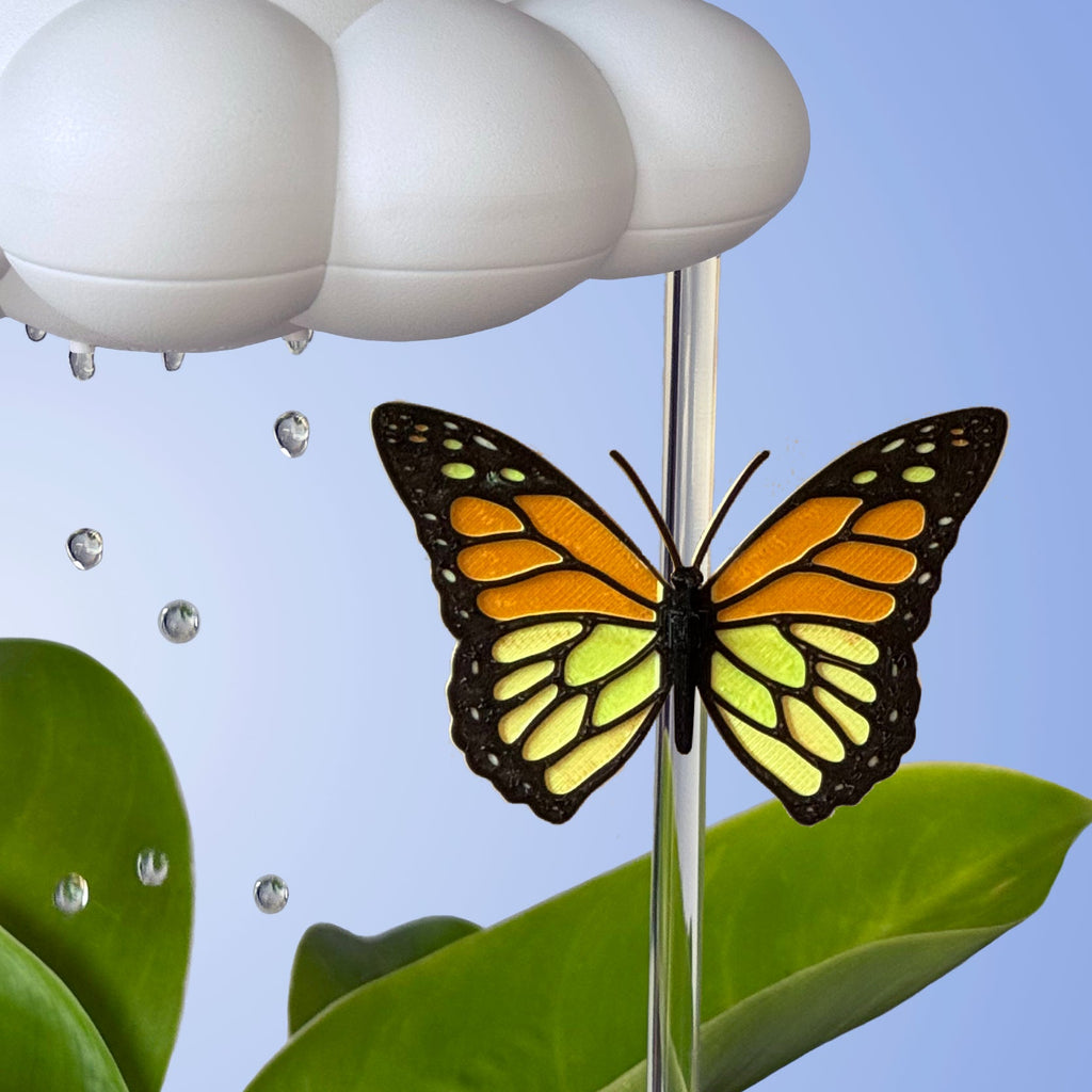 Original Dripping Rain Cloud with Orange Butterfly Charm