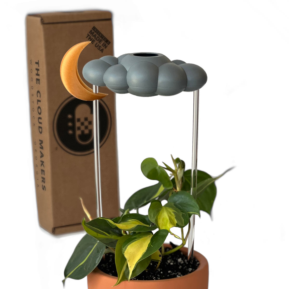 Stormy Dripping Rain Cloud with Moon Charm