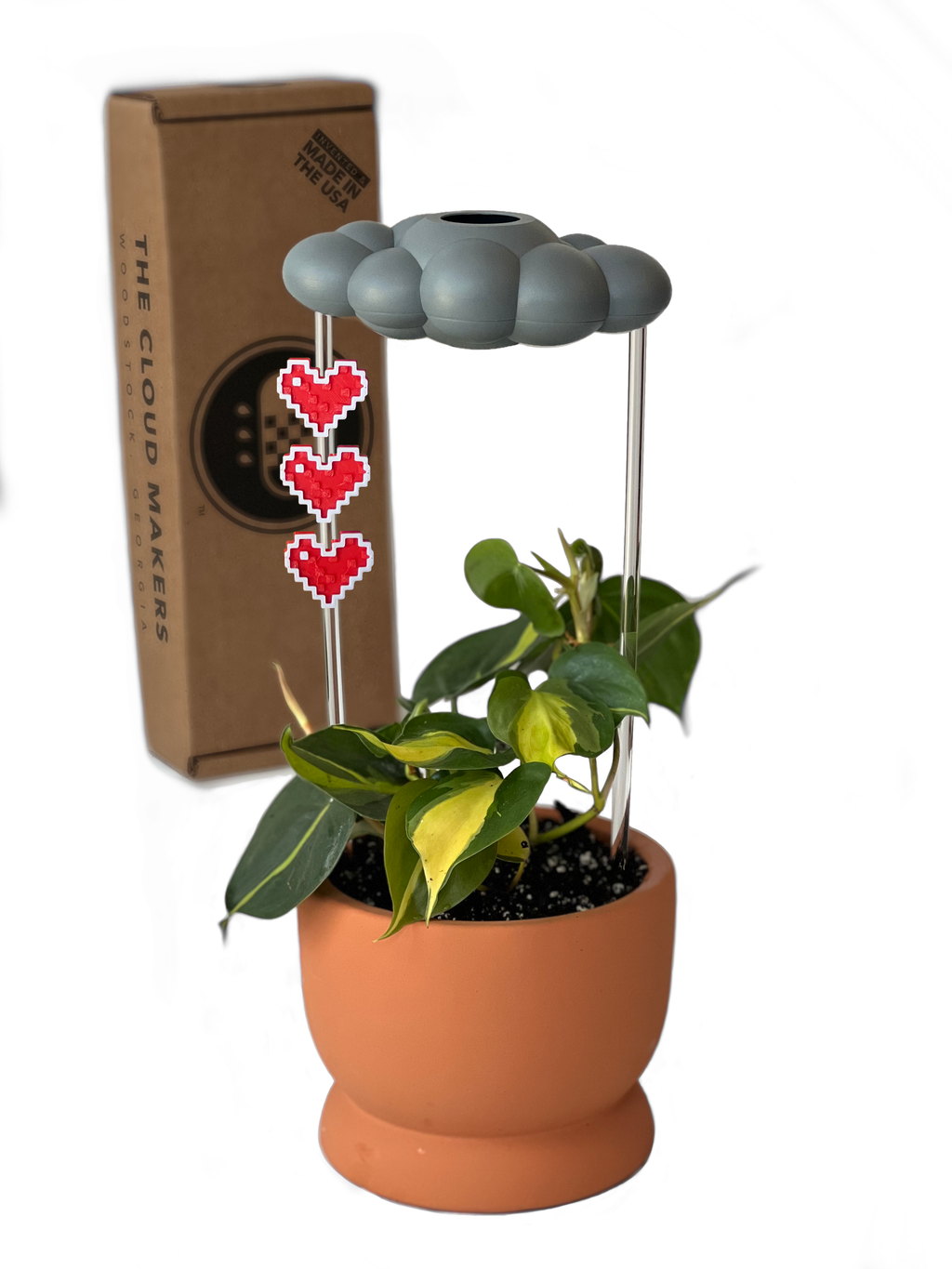 Stormy Dripping Rain Cloud with Pixel Heart Charm Set