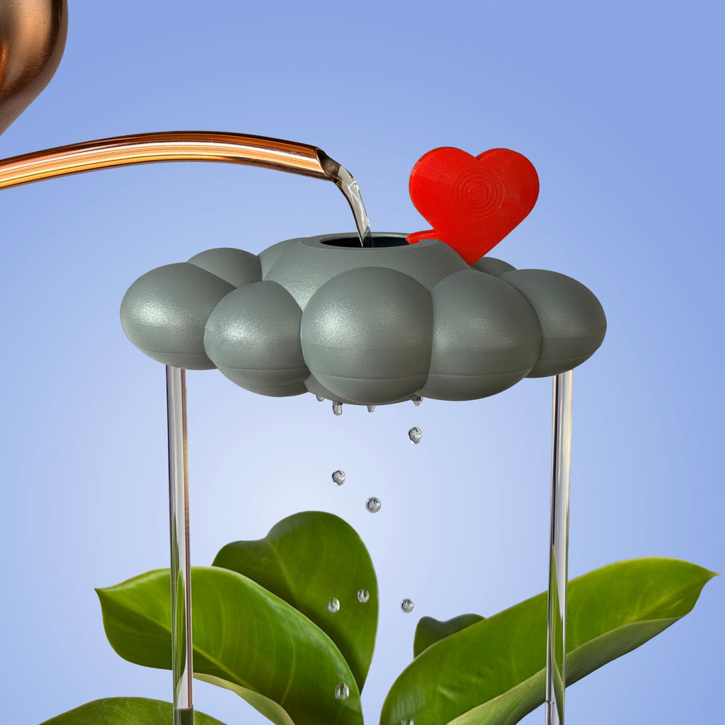 Stormy Dripping Rain Cloud with Red Heart Charm