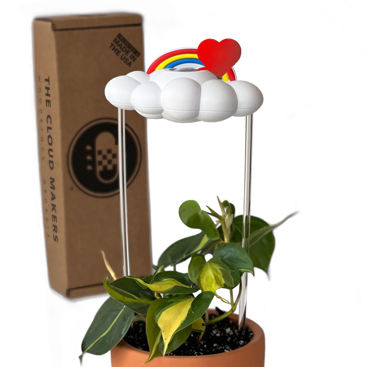 Original Dripping Rain Cloud with Red Heart and Rainbow Charms
