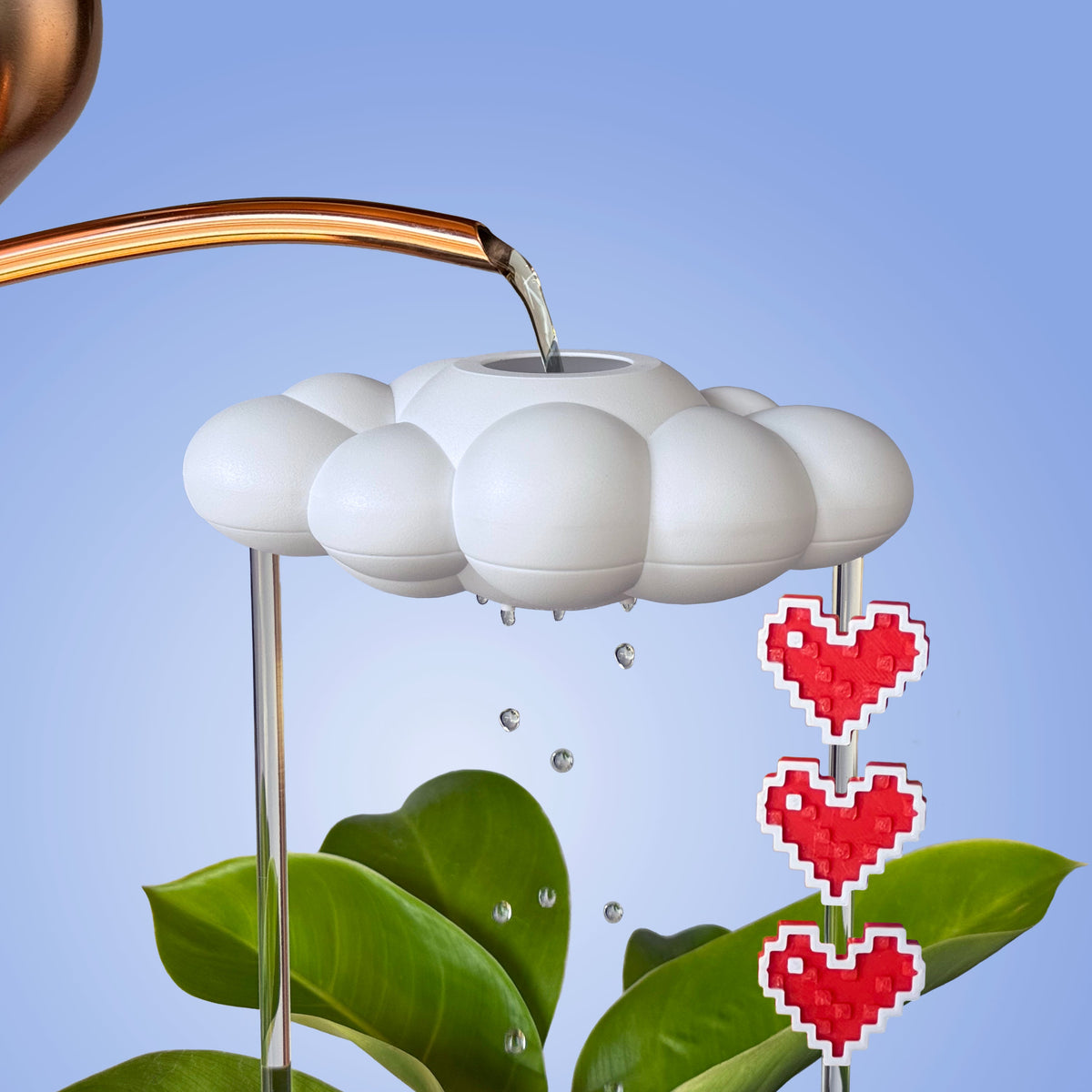 Original Dripping Rain Cloud with Pixel Heart Charm Set