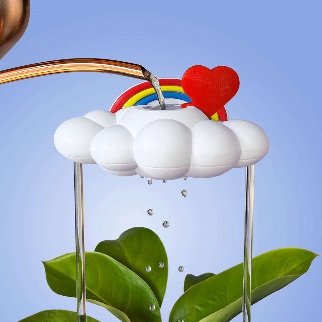 Original Dripping Rain Cloud with Red Heart and Rainbow Charms