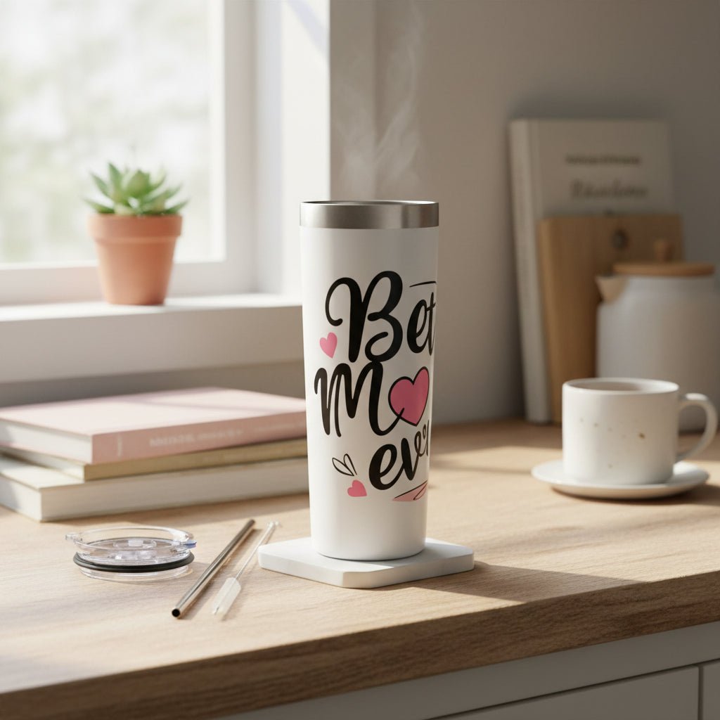 Best Mom Ever White Skinny Tumbler - Gift for Mom Birthday Mothers Day