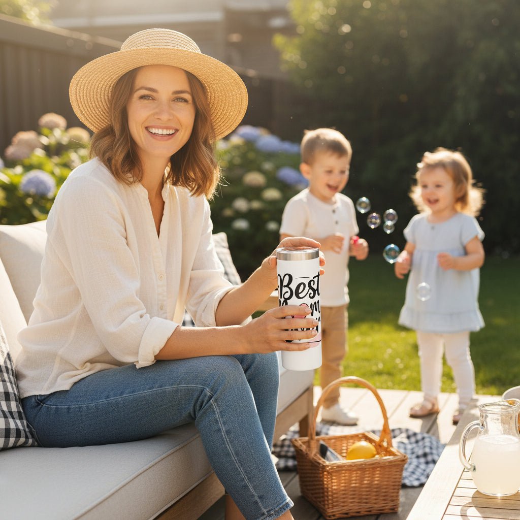 Best Mom Ever White Skinny Tumbler - Gift for Mom Birthday Mothers Day