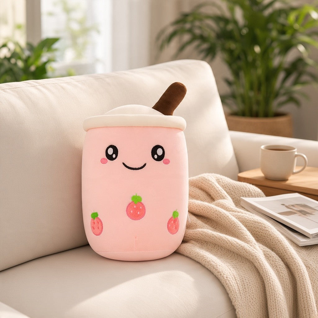 Pink Boba Plush – 50 cm Bubble Tea Stuffed Animal
