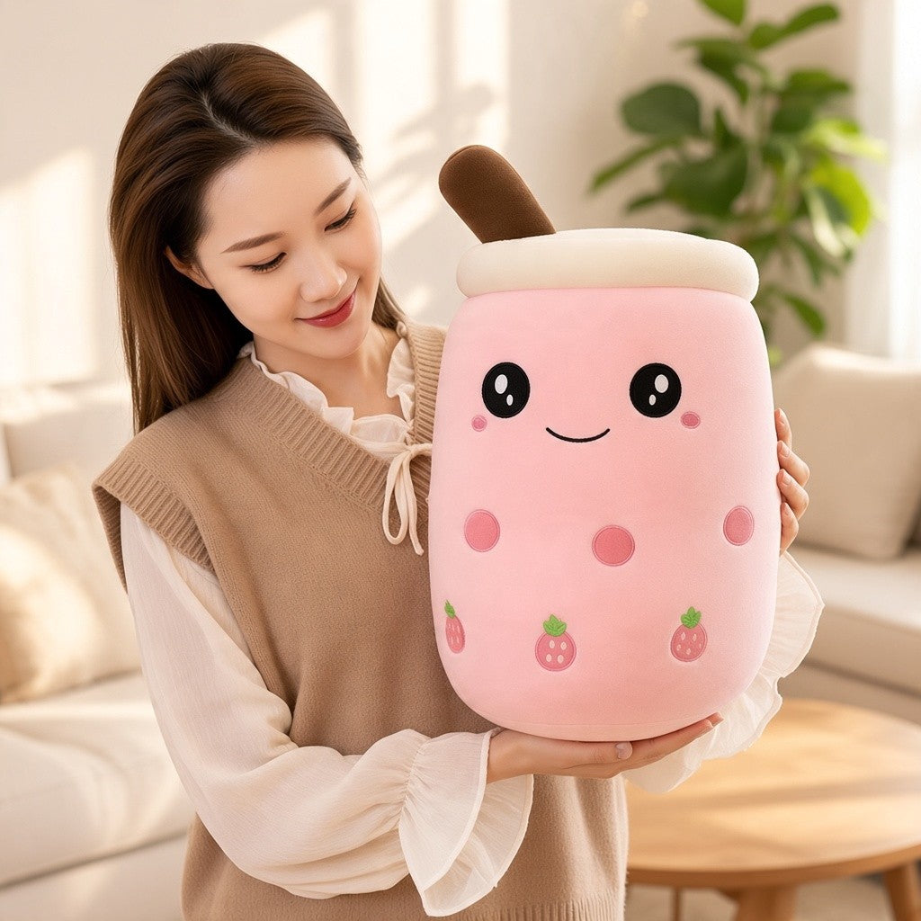 Pink Boba Plush – 50 cm Bubble Tea Stuffed Animal