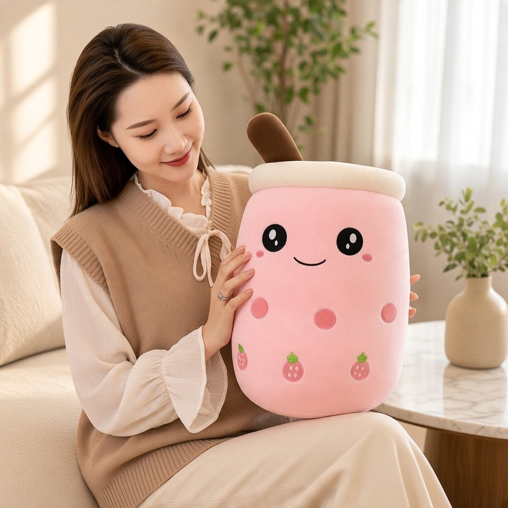 Pink Boba Plush – 50 cm Bubble Tea Stuffed Animal