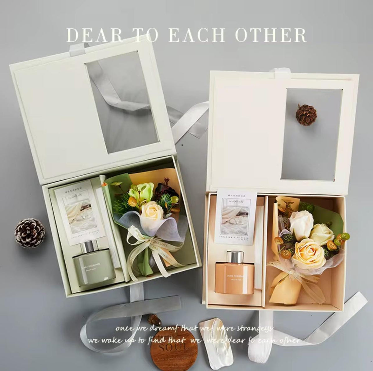 New Luxury Gift Set for Woman / Rose Flower Scented Reed Diffusers Set /Self care gift box for her