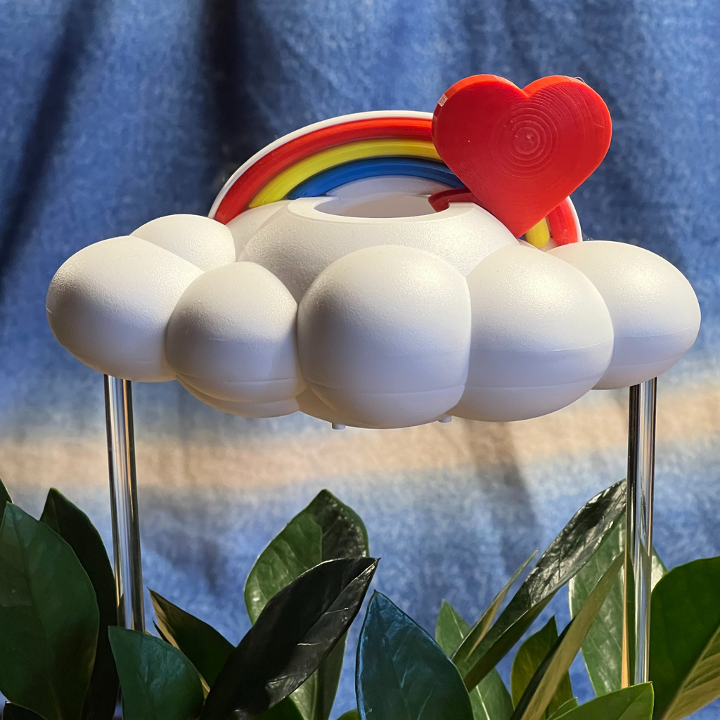 Original Dripping Rain Cloud with Red Heart and Rainbow Charms